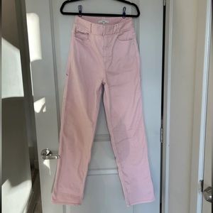 Tibi cotton jeans pink straight pants Runway